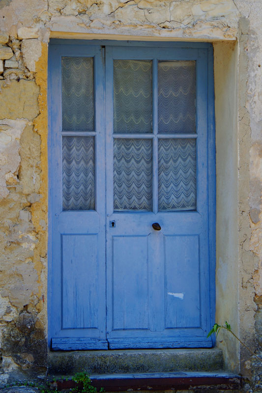 Cobalt blue of a classic french door