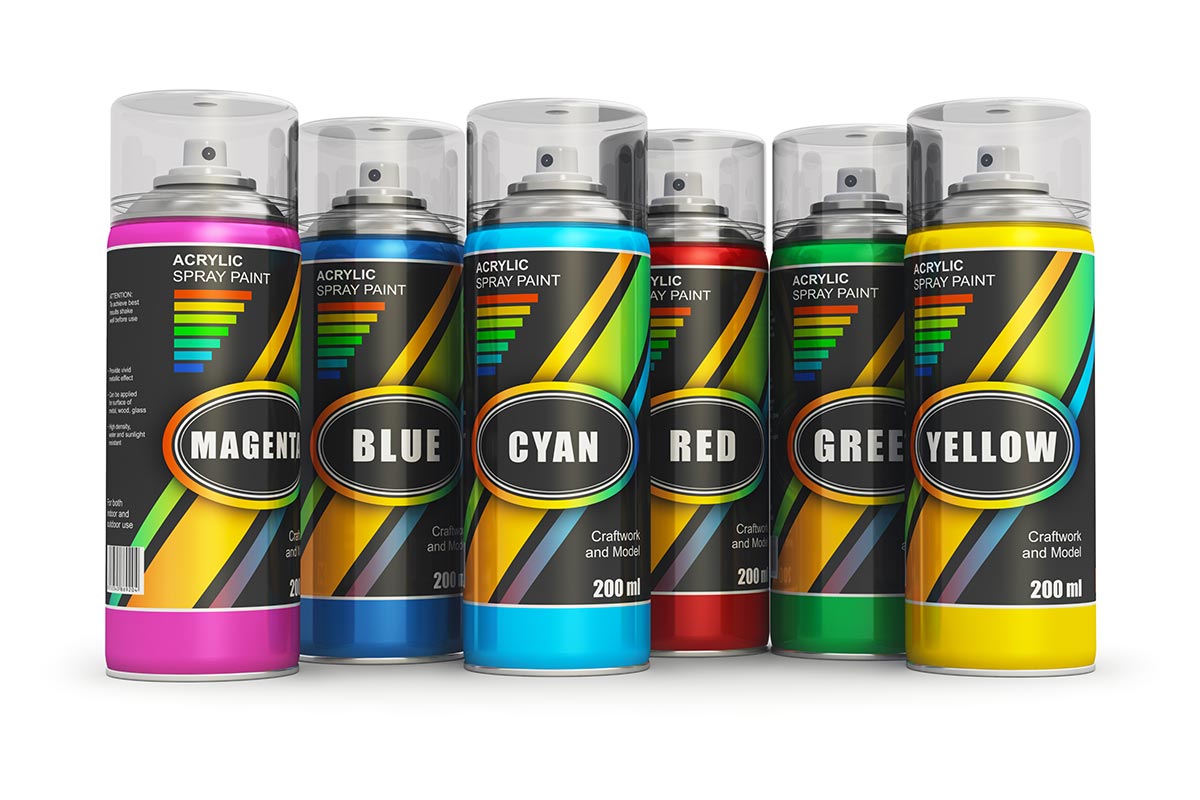 Color spray paint cans