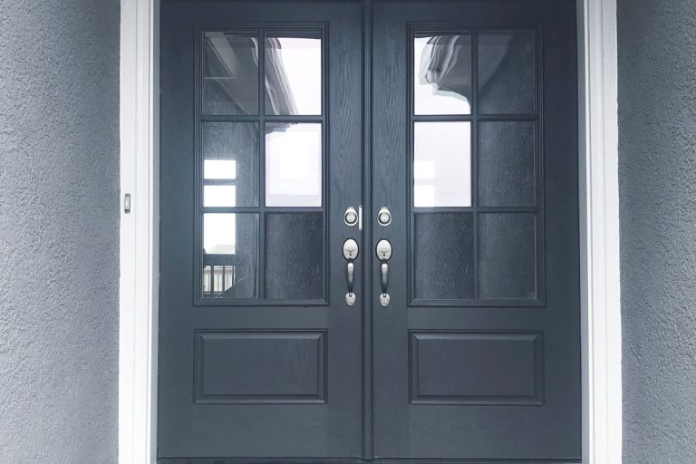 Dark color of a double french door, 19 Exterior French Door Paint Color Ideas