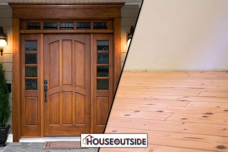 A collage of a wood and and a wood floor, Do Wood Doors Have To Match Wood Floors?