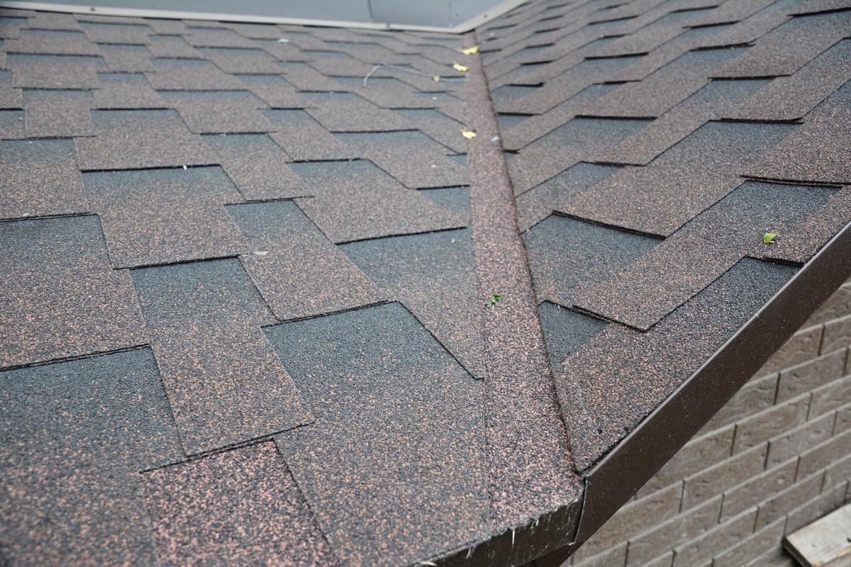 Brown shingle asphalt roofing