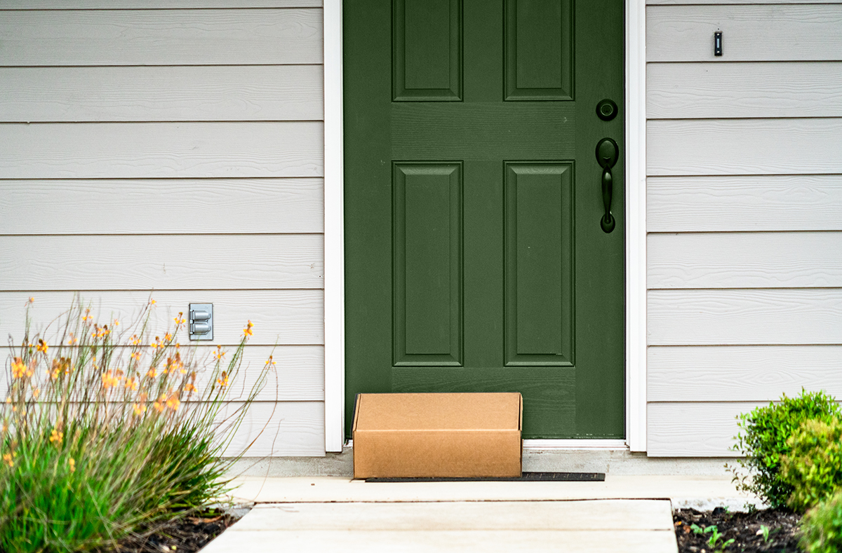 Package delivery on doorstep