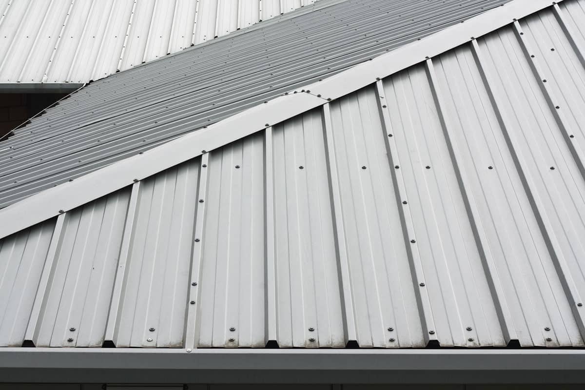 metal roof, zinc roof, grey colored roof, slanting roof