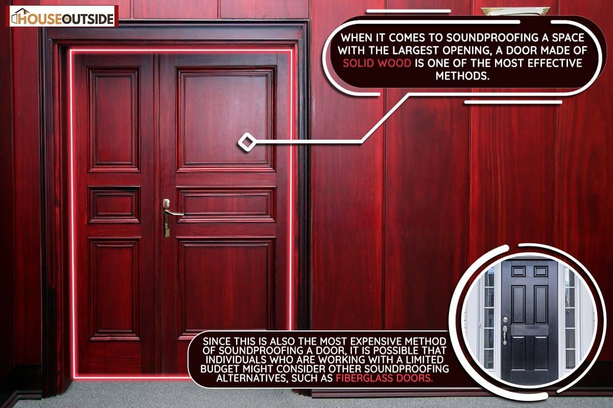A luxury mahogany wooden interior with closed door, Do Wood Doors Reduce Noise?