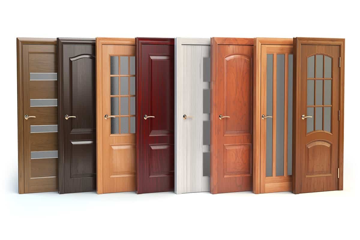 What Are The Most Common Materials For Front Doors - Wooden doors isolated on white. Interior design or marketing concept