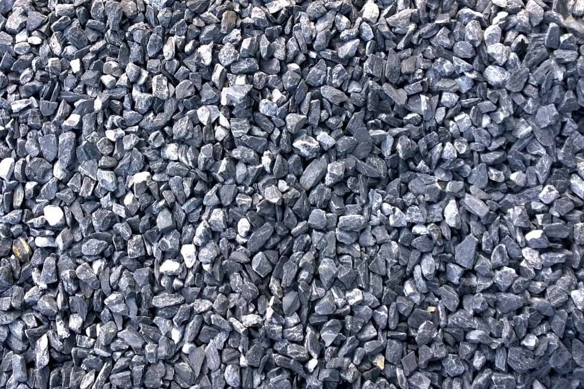 Gravel photographed up close at a quarry stockpile
