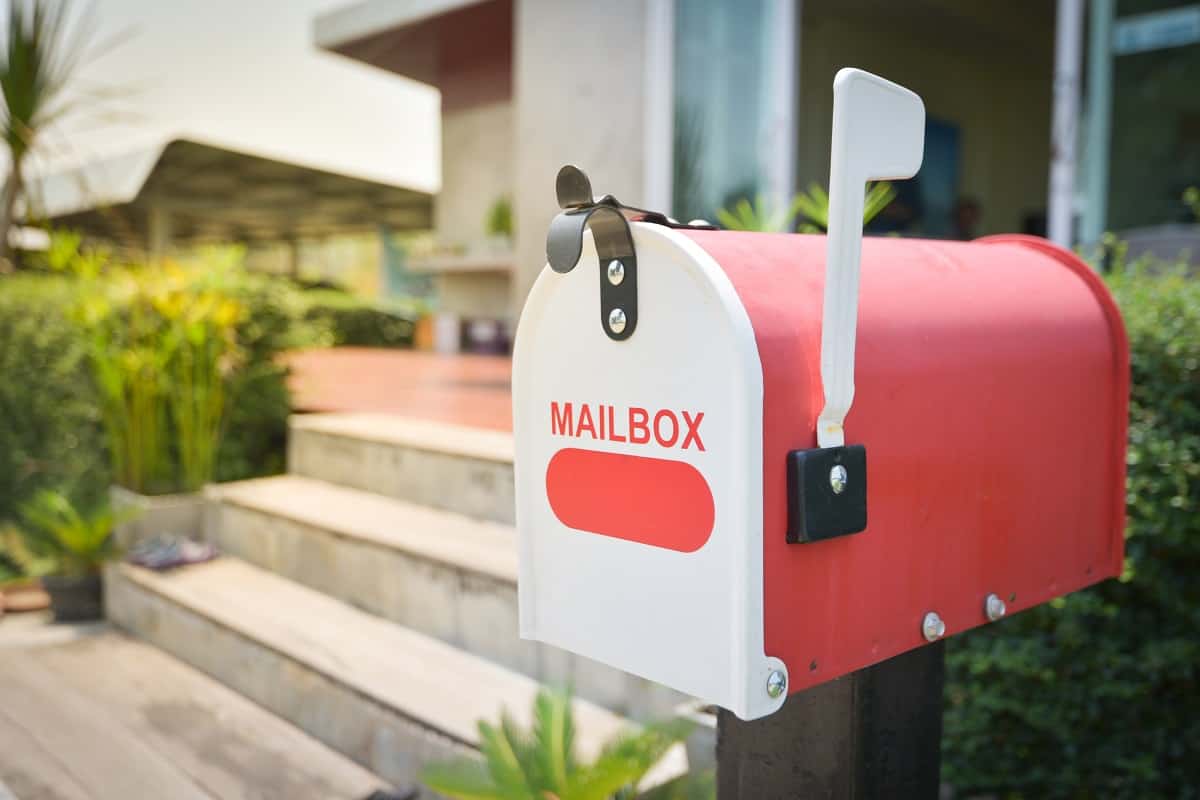 Red mailbox in a premise